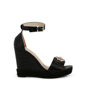 Versace Womens Black Wedges shoes with gold